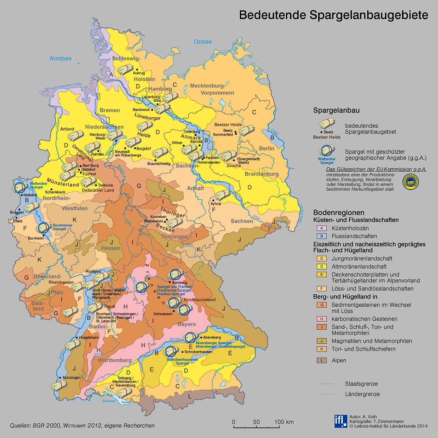 Bedeutende Spargelanbaugebiete in Deutschland
