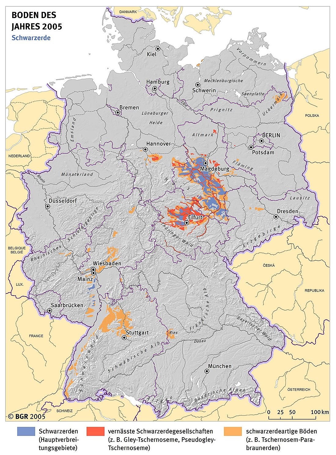 Schwarzerde - Vorkommen in Deutschland