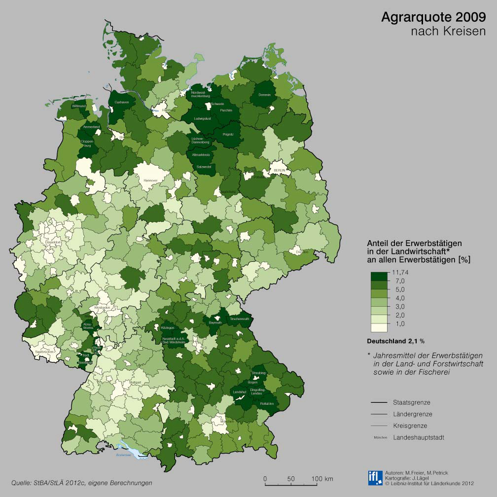 Agrarquote Deutschland 2009 nach Kreisen
